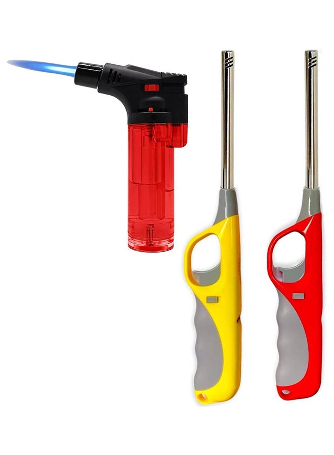 إي سي في في 3 Pack Set Kitchen Lighter Compo Pack Lighter,Bakhoor Charcoal Lighter,Lighter for BBQ, Butane Stove Lighter, Cooking Torch Lighter Butane Refillable Assorted Colour  - Image 1