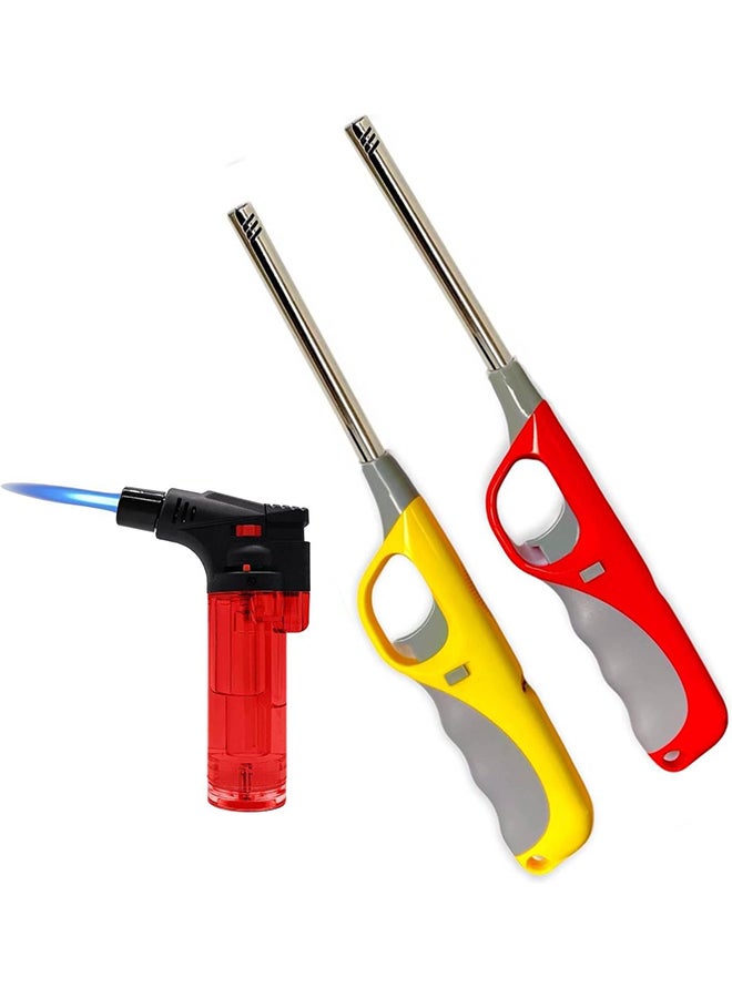 إي سي في في 3 Pack Set Kitchen Lighter Compo Pack Lighter,Bakhoor Charcoal Lighter,Lighter for BBQ, Butane Stove Lighter, Cooking Torch Lighter Butane Refillable Assorted Colour  - Image 2