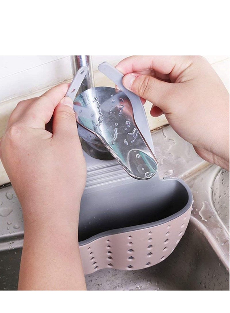 ECVV Sink Storage Basket/Kitchen Sink Sponge Holder/Kitchen Sink Caddy Sponge Holder kitchen faucet sponge Holder Hanging Ajustable Strap Faucet Caddy Kitchen Organizer Sink Accessories Random - Image 5