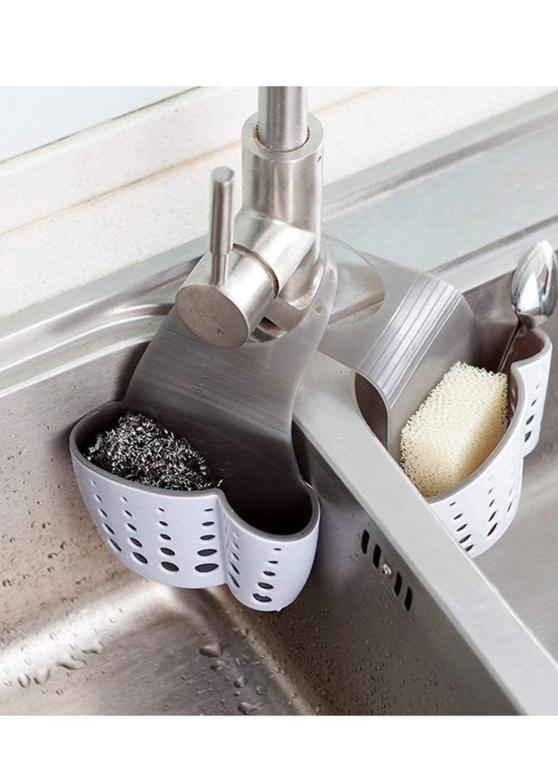 ECVV Sink Storage Basket/Kitchen Sink Sponge Holder/Kitchen Sink Caddy Sponge Holder kitchen faucet sponge Holder Hanging Ajustable Strap Faucet Caddy Kitchen Organizer Sink Accessories Random - Image 3
