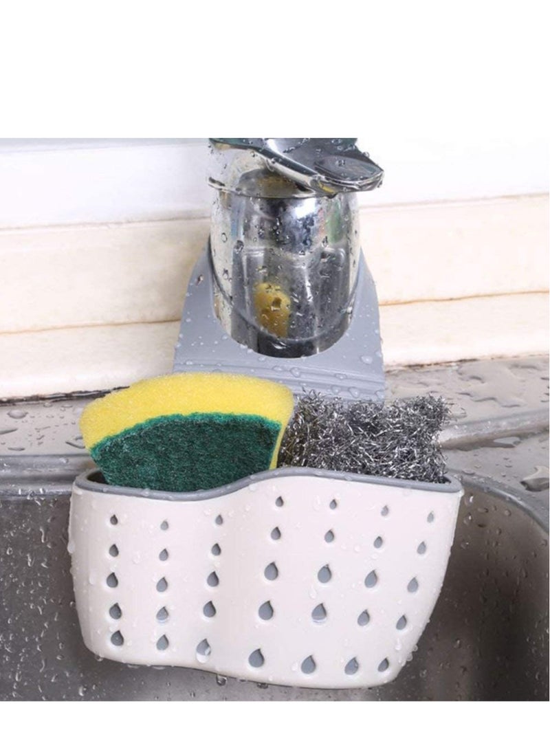 ECVV Sink Storage Basket/Kitchen Sink Sponge Holder/Kitchen Sink Caddy Sponge Holder kitchen faucet sponge Holder Hanging Ajustable Strap Faucet Caddy Kitchen Organizer Sink Accessories Random - Image 4
