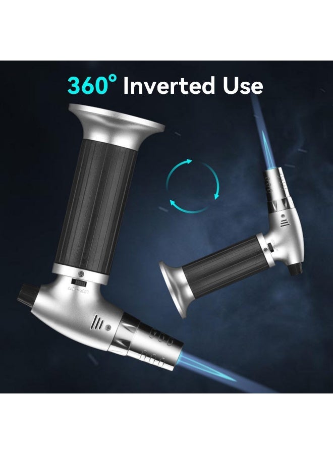 إي سي في في ECVV Portable Culinary Blow Torch Chef Cooking Torch Lighter Butane Refillable With Safety Lock For Cooking, Bbq, Baking, Brulee, Creme, DIY Soldering and More (Butane gas not included) Black  - Image 5