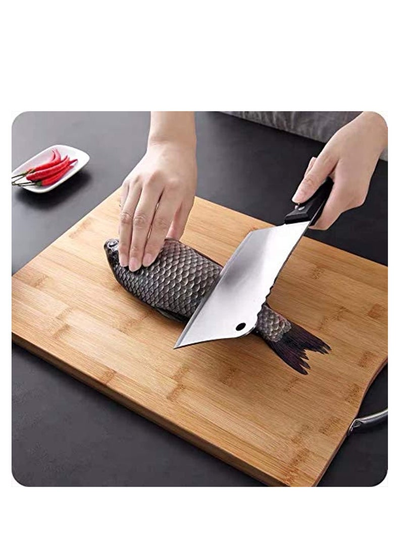 ECVV Extra Large Premium Bamboo Cutting Board, Wooden Chopping Board Kitchen Cutting Board With Juice Grooves, Natural Bamboo - Image 4