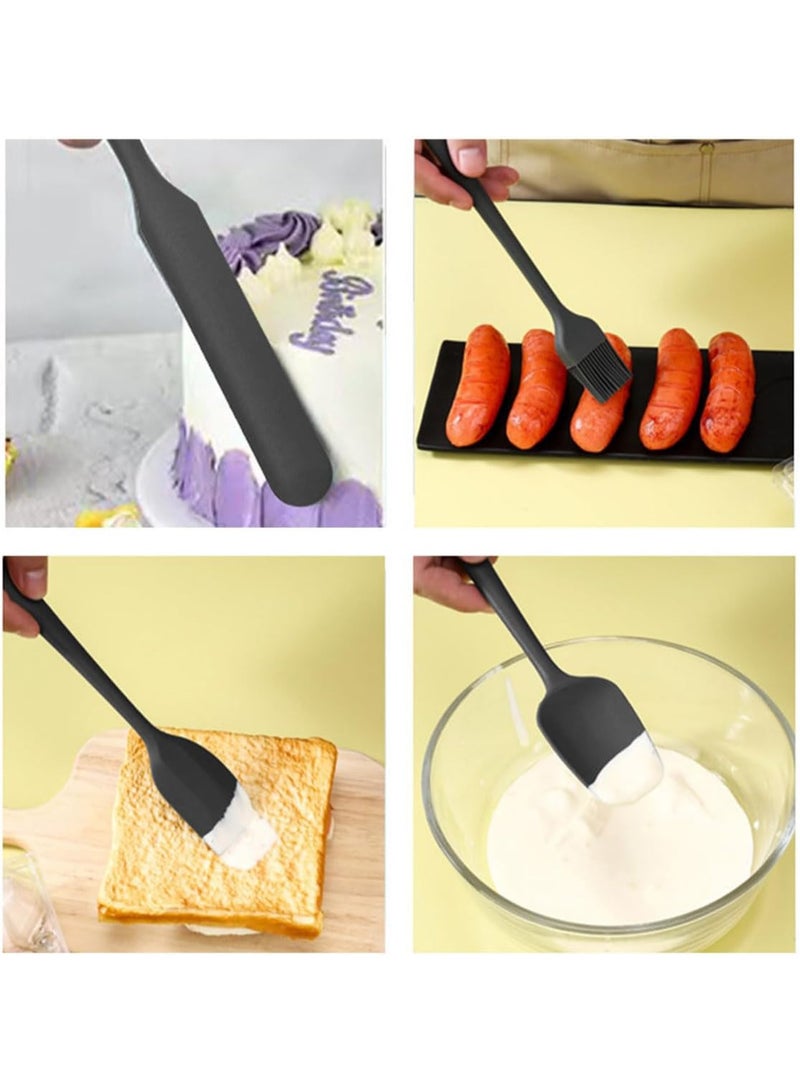 إي سي في في 6-Piece Silicone Spatula Set - Food Grade Kitchen Utensils Set with Heat Resistant BPA-Free Rubber Spatulas for Cooking, Baking, Mixing & Scraping(Black)  - Image 5