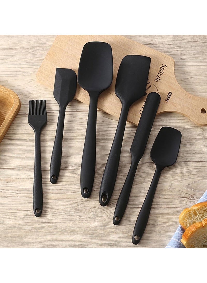 إي سي في في 6-Piece Silicone Spatula Set - Food Grade Kitchen Utensils Set with Heat Resistant BPA-Free Rubber Spatulas for Cooking, Baking, Mixing & Scraping(Black)  - Image 2