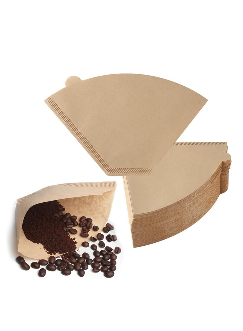ECVV ECVV 100 Count Disposable Coffee Paper Filters 2-4 cups, V60 Coffee Filters Cone Unbleached Disposable Coffee Filters, Cone Paper Fits for Drip and Compatible with Pour Over Coffee Maker Silver and Wood  - Image 1