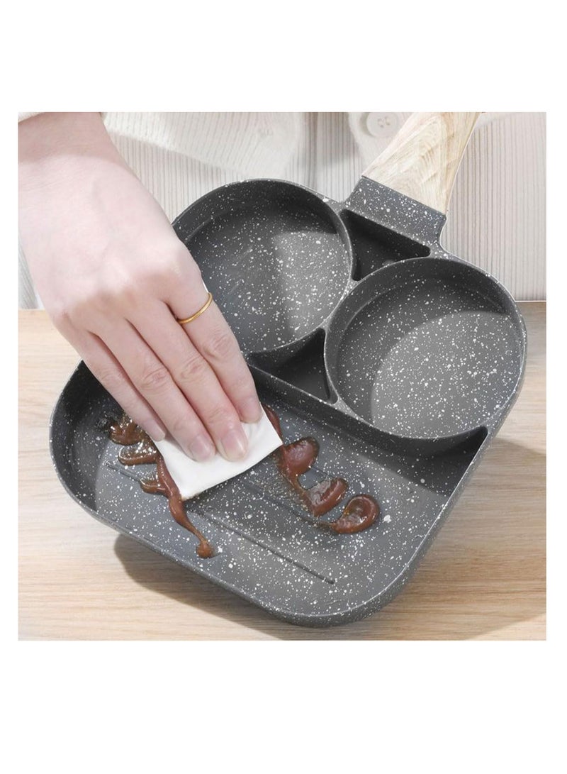 إي سي في في ECVV Egg Frying Pan, 3-in-1 Nonstick Pan Divided Breakfast Pans with Heat Resistant Handle | Egg Omelette Pan for Pancake Fried Egg Cooker for Gas Stove & Induction Cooker  - Image 4