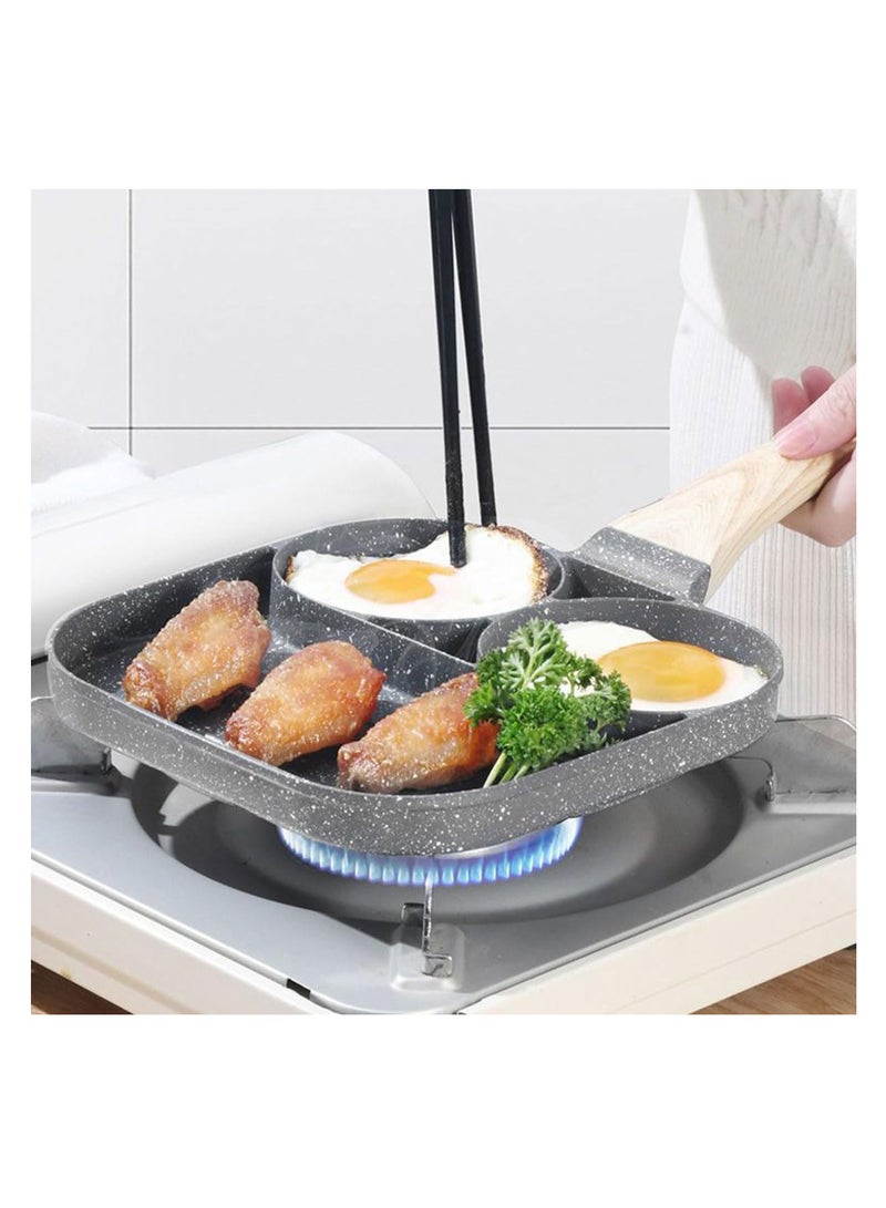 إي سي في في ECVV Egg Frying Pan, 3-in-1 Nonstick Pan Divided Breakfast Pans with Heat Resistant Handle | Egg Omelette Pan for Pancake Fried Egg Cooker for Gas Stove & Induction Cooker  - Image 2