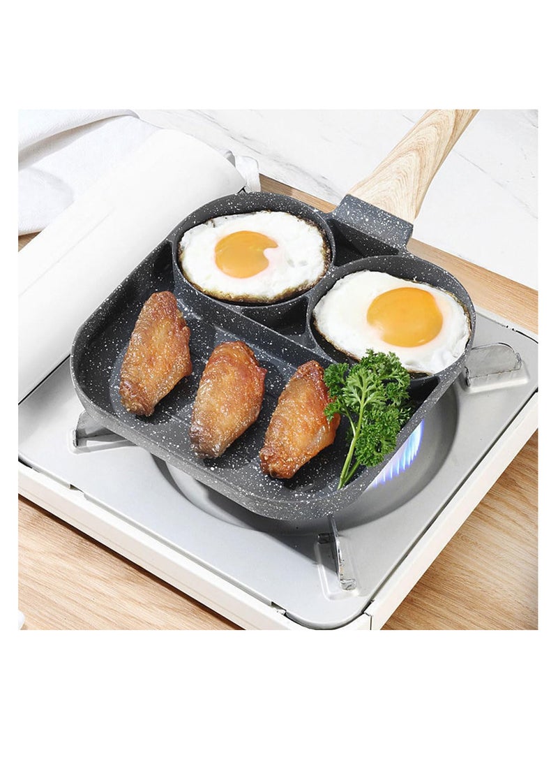 إي سي في في ECVV Egg Frying Pan, 3-in-1 Nonstick Pan Divided Breakfast Pans with Heat Resistant Handle | Egg Omelette Pan for Pancake Fried Egg Cooker for Gas Stove & Induction Cooker  - Image 3