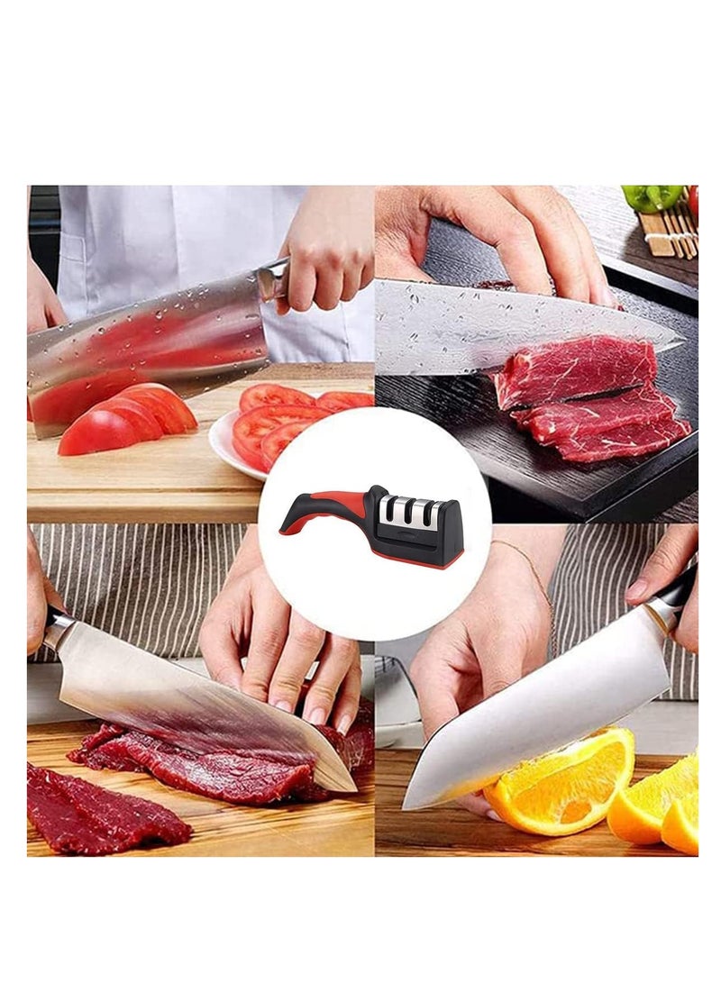 ECVV 3 in 1 Knife Sharpener with 3 Stages, Handheld Knife Sharpener Helps Repair, Restore, Polish Blades, Including Straight, Serrated Blades and Scissors - Image 5