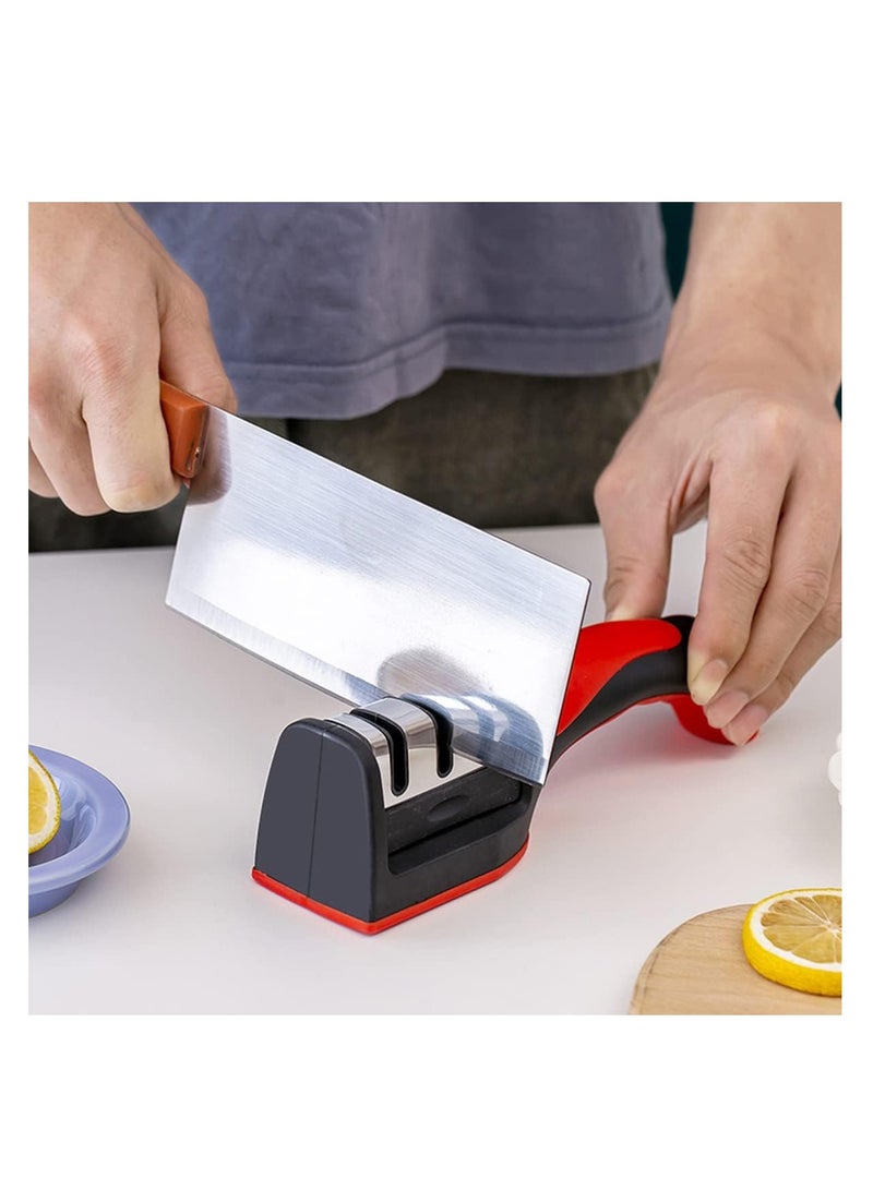 ECVV 3 in 1 Knife Sharpener with 3 Stages, Handheld Knife Sharpener Helps Repair, Restore, Polish Blades, Including Straight, Serrated Blades and Scissors - Image 2