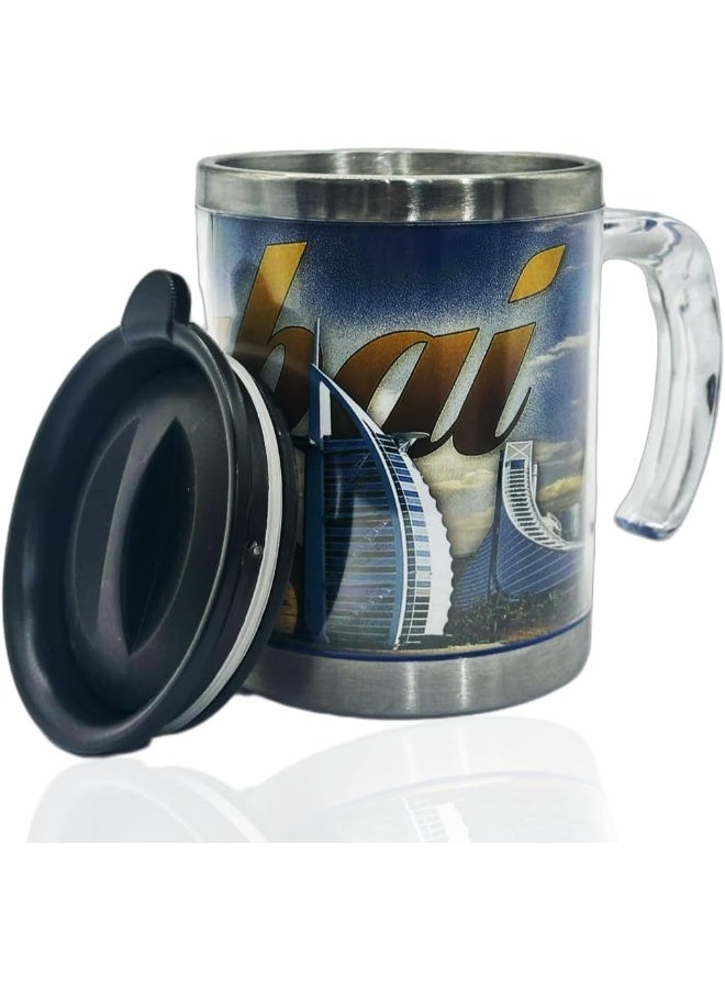 ECVV Stainless Steel Travel Mug | Double Wall Travel Mug Portable With Comfortable High Grip Handle, & Highgrade Stainless Steel Inner, Hot & Cool, Leakresistant Lid | Suitable for hot or cold drinks - Image 4