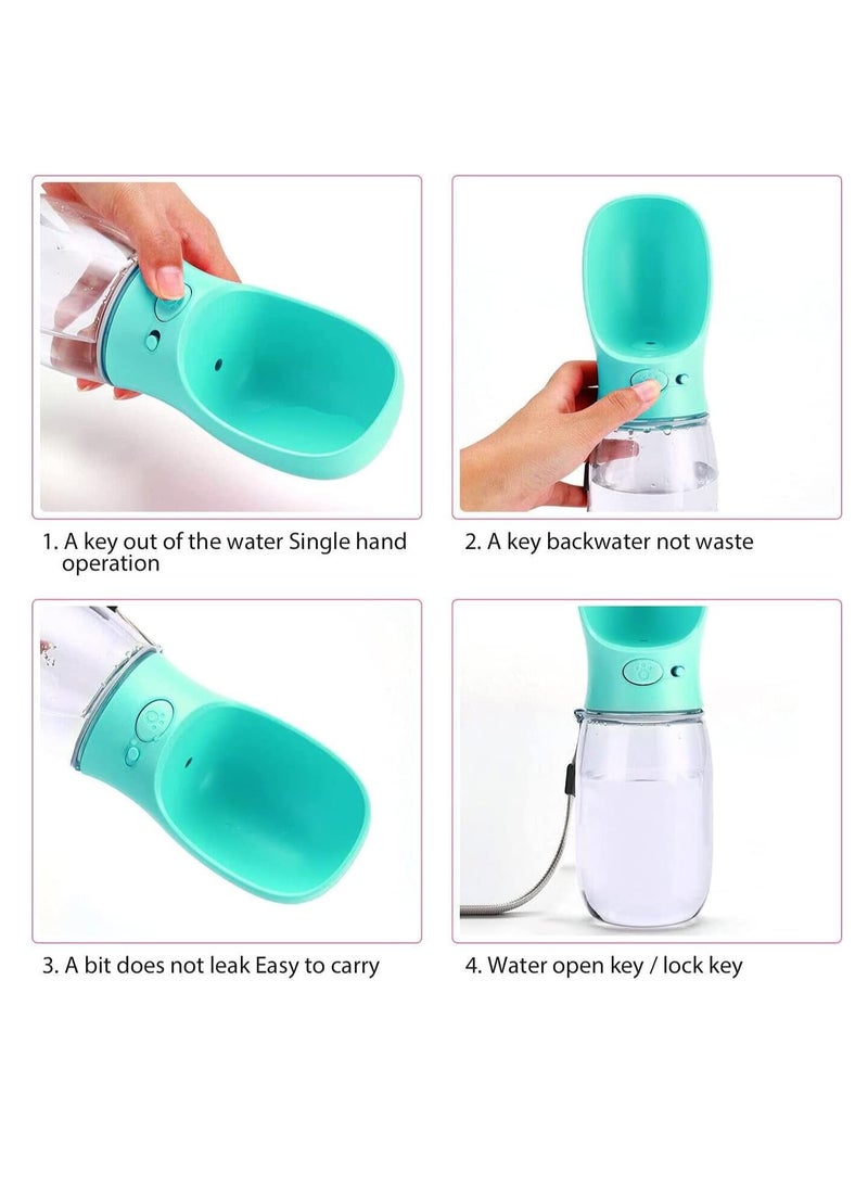 إي سي في في Dog Water Bottle Leak Proof Portable Water Dispenser for Puppy Pets Outdoor Walking Hiking, Travel Bottle 12 OZ (350ML), Green - Image 2