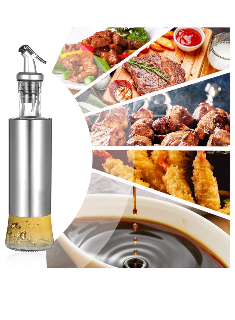 إي سي في في Showay Olive Oil Dispenser Glass And Stainless Steel Bottle Drizzler Vinegar And Oil Cruet With Pourer Drip-Free Spout For Kitchen 300ml / 10Oz - Image 4