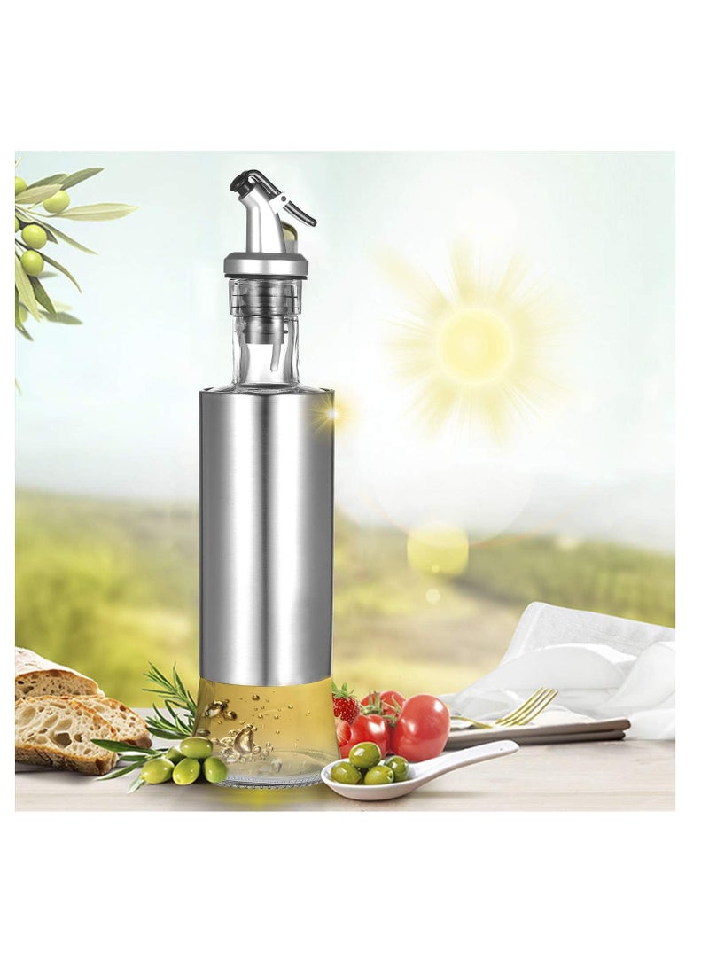 إي سي في في Showay Olive Oil Dispenser Glass And Stainless Steel Bottle Drizzler Vinegar And Oil Cruet With Pourer Drip-Free Spout For Kitchen 300ml / 10Oz - Image 2