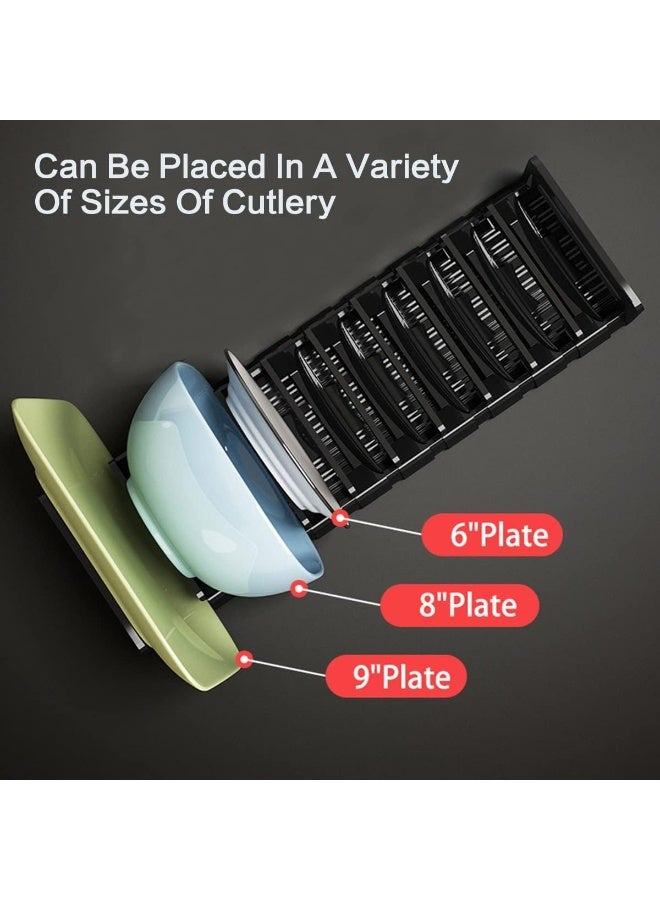 ECVV Alumium Dish Rack, Kitchen Small Bowl Drainer, Cabinet Storage Shelves, Plate Dish Bowl Rack Space Multifunction Kitchen Organizers Black - Image 4