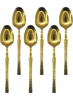 ECVV Gold Dinner Spoon of 6 Pieces, Stainless Steel Titanium Plating Shiny Gold Soup Spoons, Golden Soup Spoon Table Spoon Set Sturdy Easy To Clean, Dishwasher Safe Gold  - Image 1