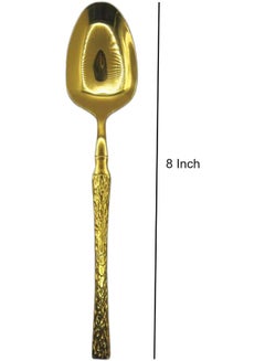 ECVV Gold Dinner Spoon of 6 Pieces, Stainless Steel Titanium Plating Shiny Gold Soup Spoons, Golden Soup Spoon Table Spoon Set Sturdy Easy To Clean, Dishwasher Safe Gold  - Image 3