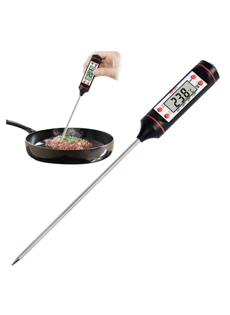 إي سي في في ECVV® Digital Meat Thermometer with Instant Read, LCD Screen, Long Ultra-Thin Probe, Auto On/Off, °C & °F Switchable, Perfect for Kitchen, BBQ, Grilling, Candy Making, Baby Food, Water, and Milk