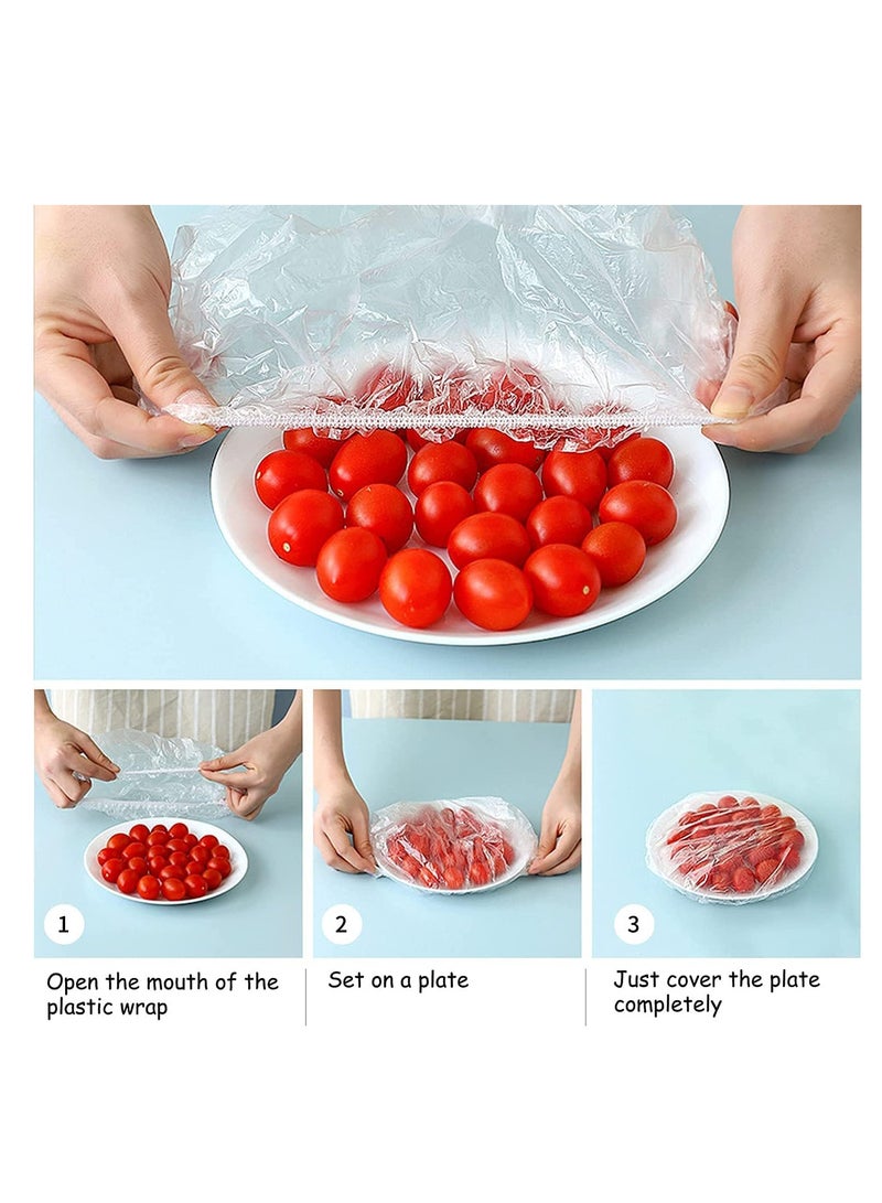 ECVV ECVV 200 Pieces Fresh Keeping Bags Plastic Food Storage Covers,Elastic Sealing Bowl Lids,Adjustable Wrap Bowl Covers for Family Kitchen Outdoor Picnic  - Image 3