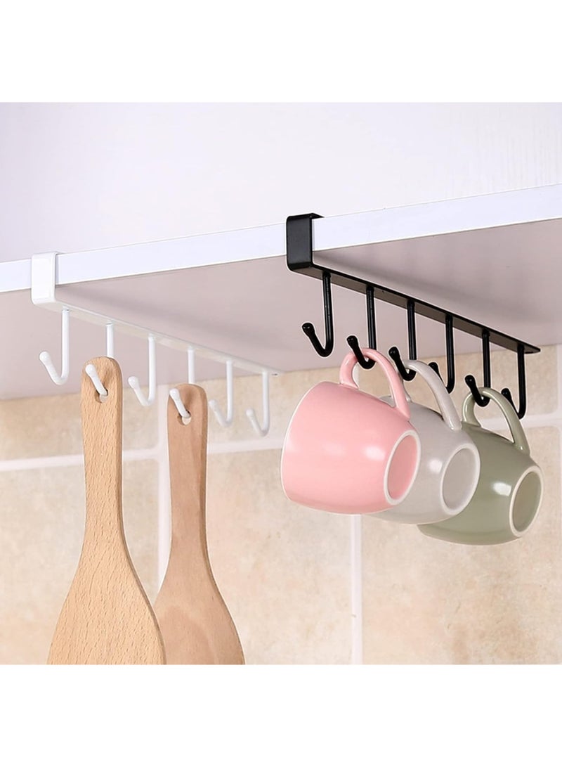 ECVV 1PCS Iron 6 Hooks Storage Shelf Wardrobe Cabinet Metal Under Shelves Mug Cup Hanger Bathroom White - Image 3