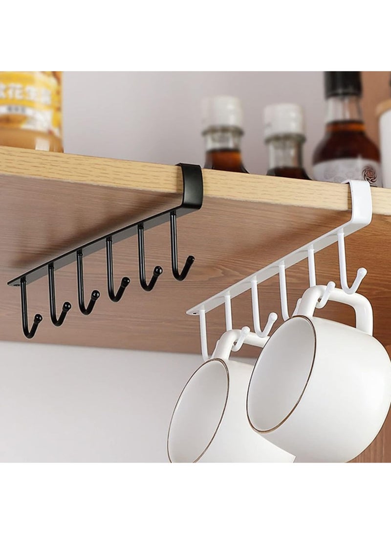 ECVV 1PCS Iron 6 Hooks Storage Shelf Wardrobe Cabinet Metal Under Shelves Mug Cup Hanger Bathroom White - Image 5