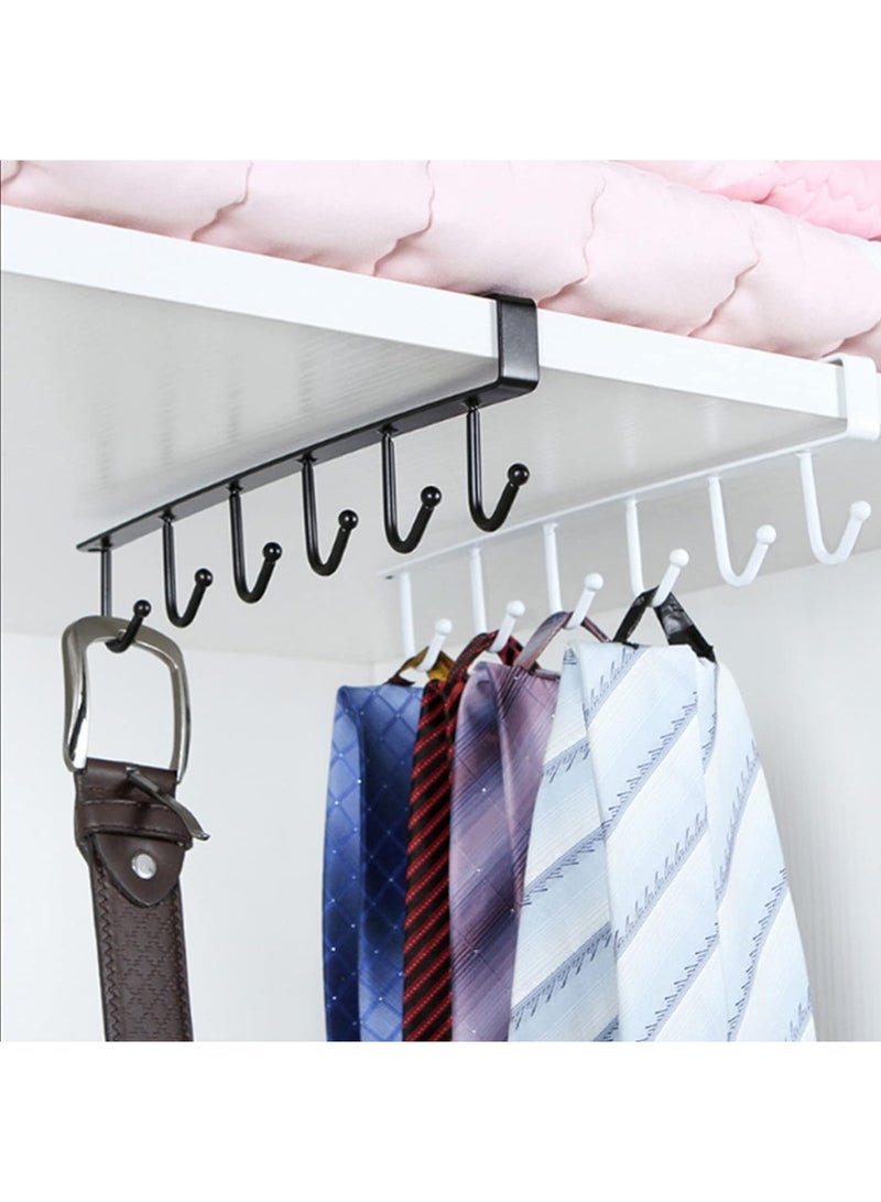 ECVV 1PCS Iron 6 Hooks Storage Shelf Wardrobe Cabinet Metal Under Shelves Mug Cup Hanger Bathroom White - Image 2