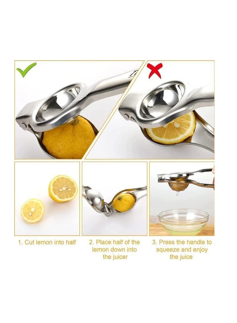 ECVV Lemon Squeezer, Stainless Steel lemon Squeezer Hand Manual with Squeezer Bowl and Food Grade Silicone Handles, Premium Quality Lime Lemon Squeezer, Manual Citrus Press Juicer - Image 2