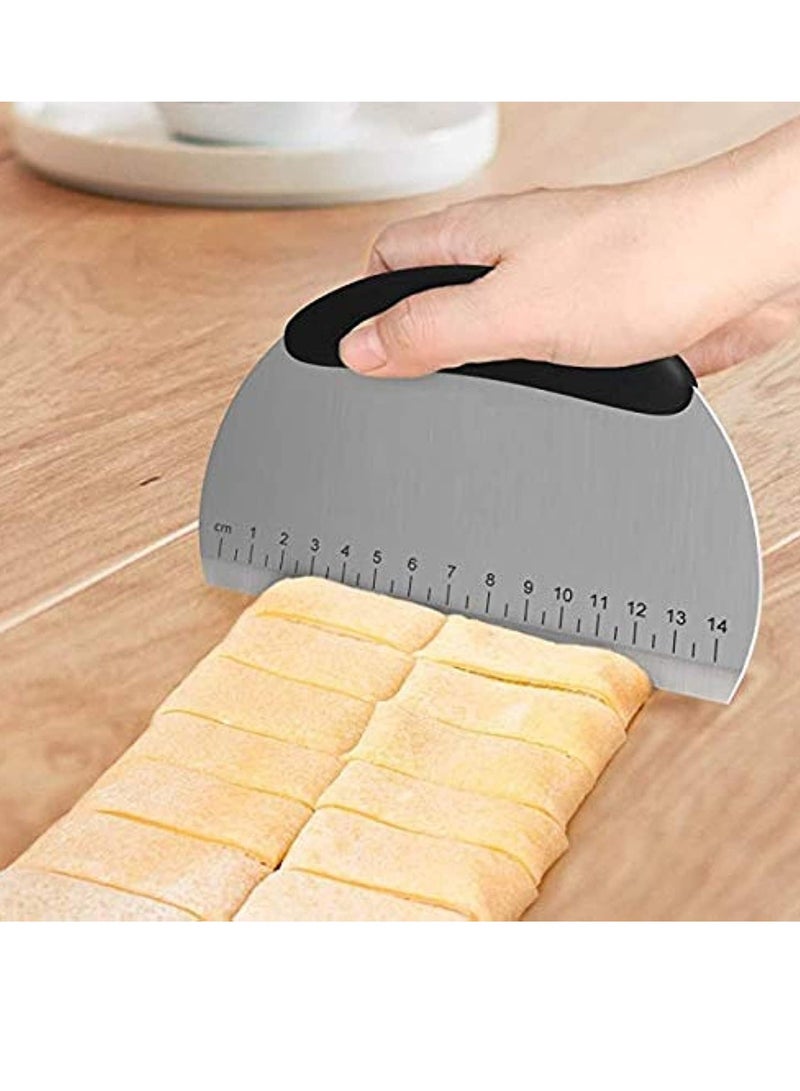 إي سي في في Dough Pastry Bench Cutter Scraper | Stainless Steel Pizza Cutter for Kitchen | Baking Dishwasher Safe | Anti-Wear Laser-Engraved Measuring Scale  - Image 1