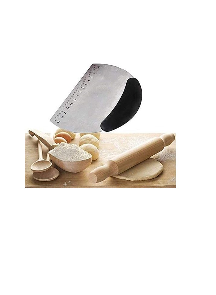 إي سي في في Dough Pastry Bench Cutter Scraper | Stainless Steel Pizza Cutter for Kitchen | Baking Dishwasher Safe | Anti-Wear Laser-Engraved Measuring Scale  - Image 4