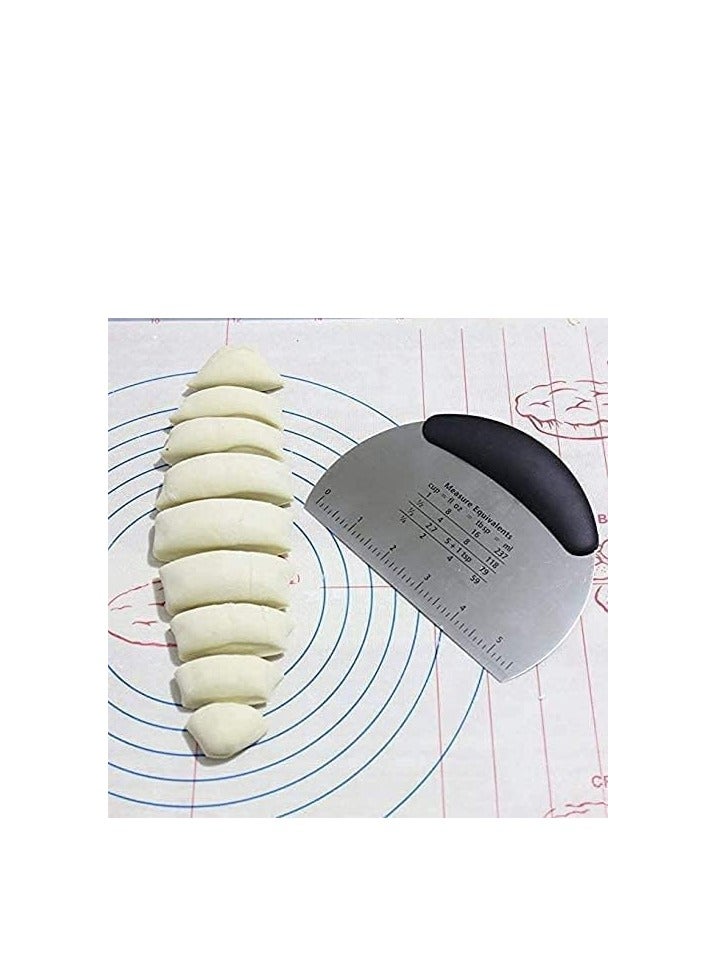 إي سي في في Dough Pastry Bench Cutter Scraper | Stainless Steel Pizza Cutter for Kitchen | Baking Dishwasher Safe | Anti-Wear Laser-Engraved Measuring Scale  - Image 3