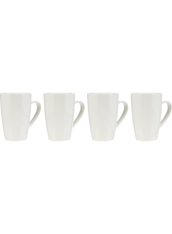 إي سي في في ECVV 4-Piece Mug Set - 380ml White Ceramic Mugs, Perfect for Coffee, Tea, and Beverages, Elegant Design, Durable and Ideal for Everyday Use White  - Image 1