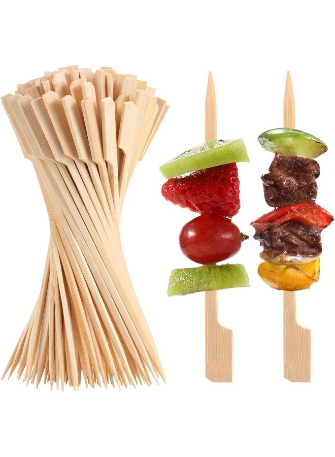 إي سي في في Bamboo Sticks for Cocktail, 100 Pieces Shish Kabab Skewers Sticks Wide Flat Paddle Wooden Skewers, Barbeque, Grilling, Appetizers, Food Picks, Cocktail Picks for Party Bamboo - Image 1