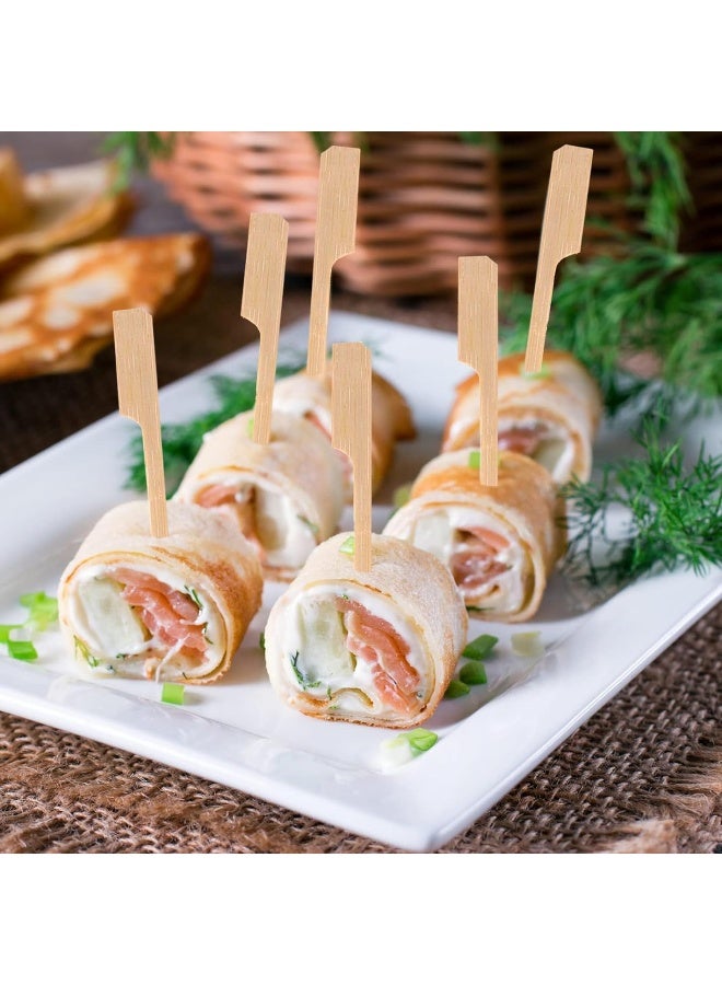 إي سي في في Bamboo Sticks for Cocktail, 100 Pieces Shish Kabab Skewers Sticks Wide Flat Paddle Wooden Skewers, Barbeque, Grilling, Appetizers, Food Picks, Cocktail Picks for Party Bamboo - Image 3