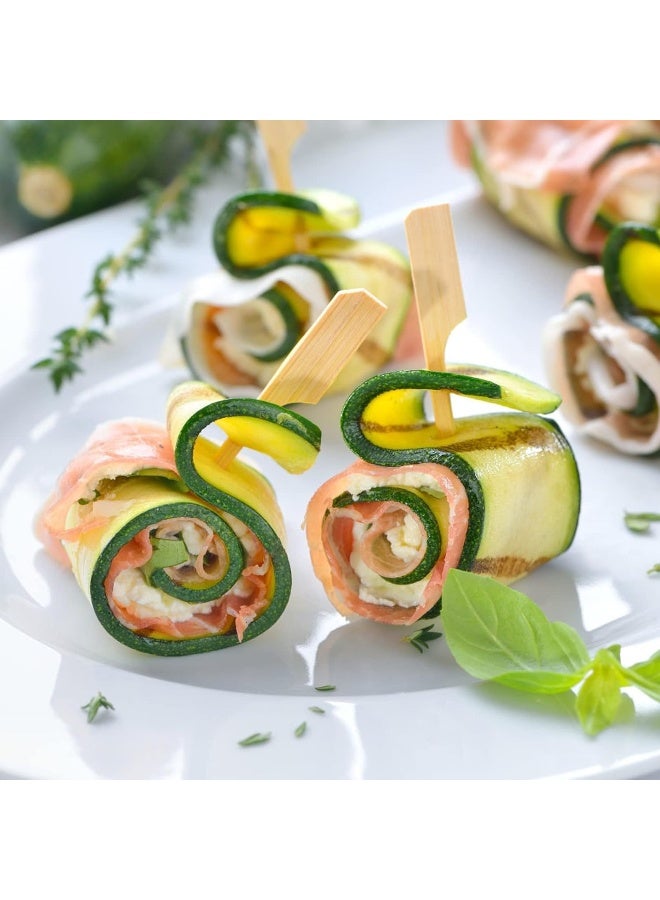 إي سي في في Bamboo Sticks for Cocktail, 100 Pieces Shish Kabab Skewers Sticks Wide Flat Paddle Wooden Skewers, Barbeque, Grilling, Appetizers, Food Picks, Cocktail Picks for Party Bamboo - Image 2