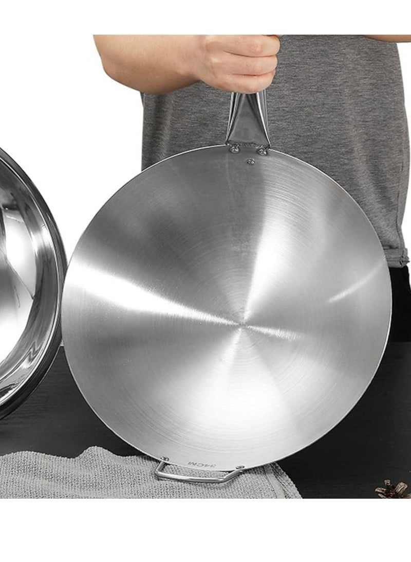 ECVV Stainless Steel Wok Pan Stir Fry Pan Deep Frying Wok Frying Skillet with Wooden Handle | 34cm 34cmcm - Image 5