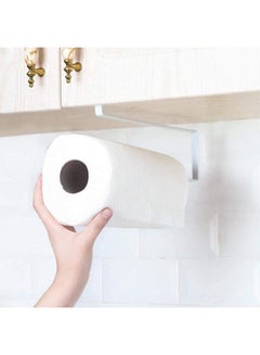 ECVV Kitchen Roll Holder Dispenser Under Cabinet Roll Paper Towel Holder Storage Rack Shelf White