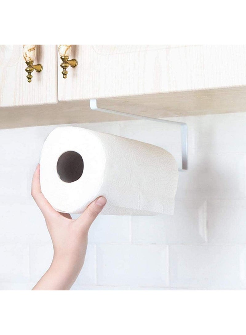 ECVV - ECVV Kitchen Roll Holder Dispenser Under Cabinet Roll Paper Towel Holder Storage Rack Shelf White - Image 1