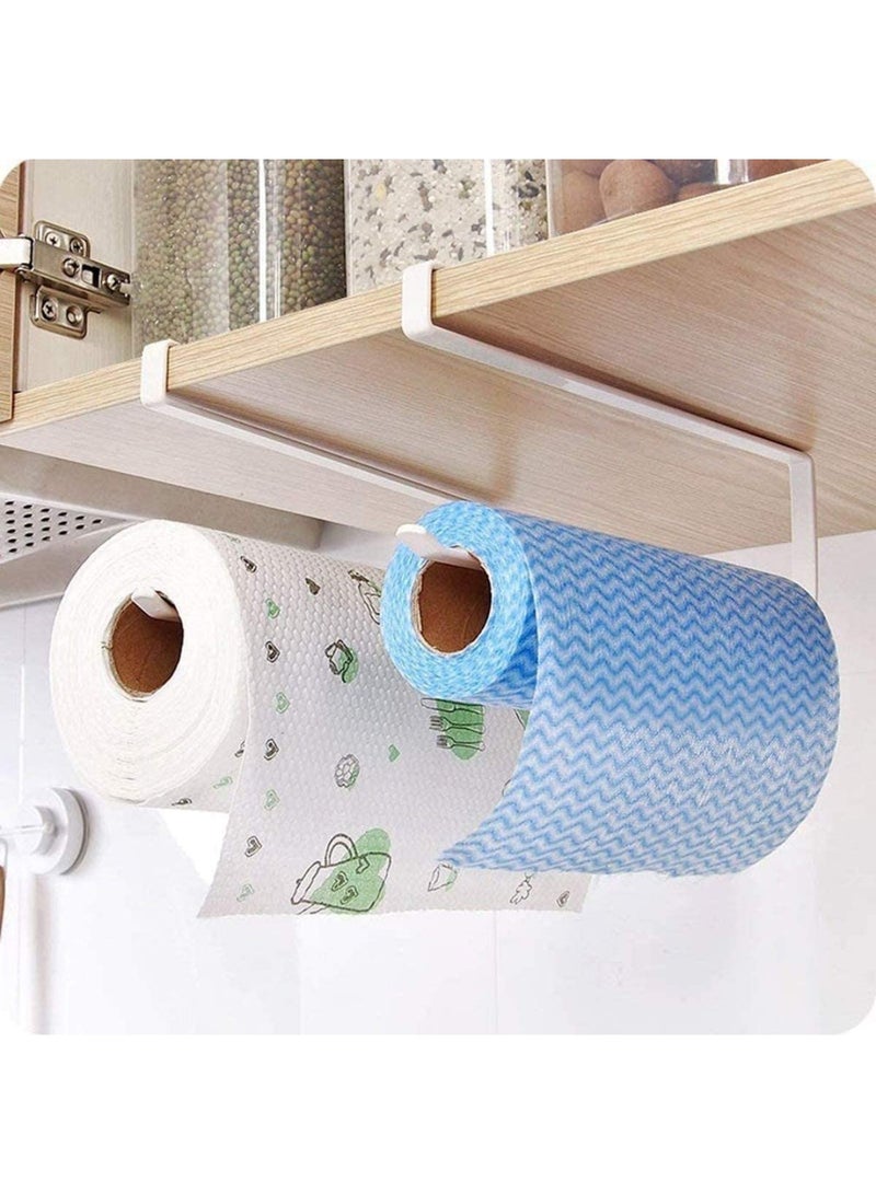 ECVV - ECVV Kitchen Roll Holder Dispenser Under Cabinet Roll Paper Towel Holder Storage Rack Shelf White - Image 1