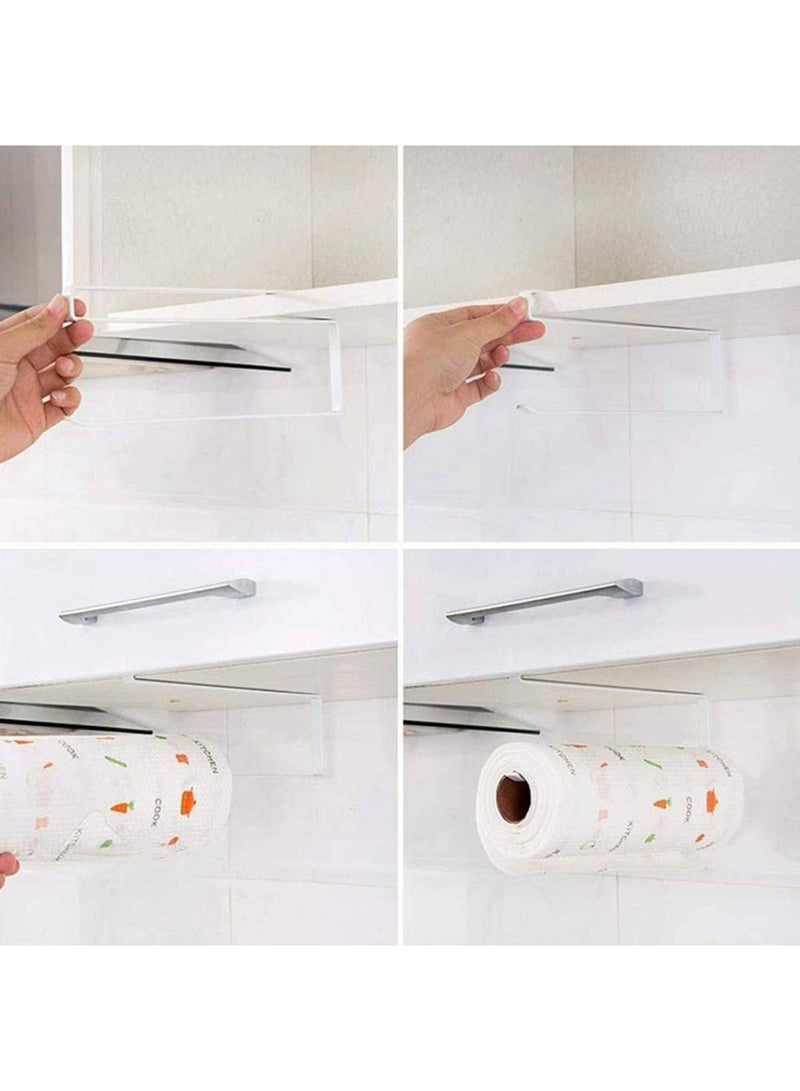 ECVV - ECVV Kitchen Roll Holder Dispenser Under Cabinet Roll Paper Towel Holder Storage Rack Shelf White - Image 1