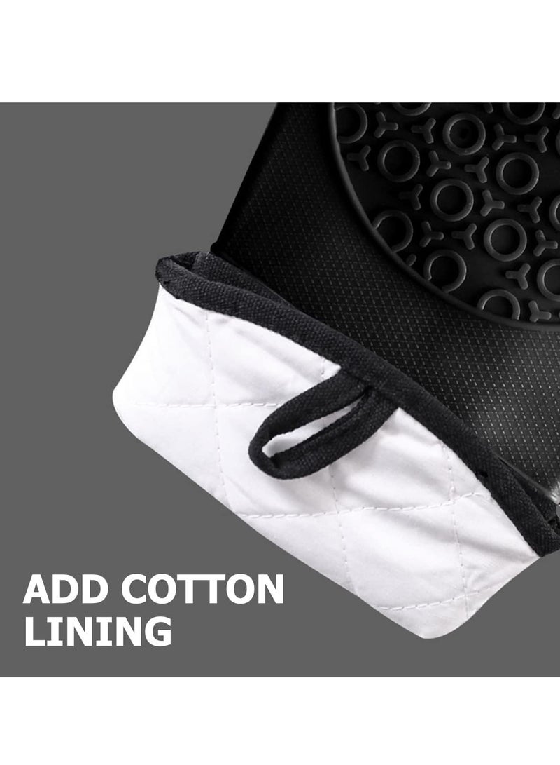 إي سي في في Black Silicone Oven Mitts Waterproof Heat Resistant BBQ Baking Gloves Long Oven Mitt Pot Holders for Kitchen Cooking Baking Grilling Black  - Image 4