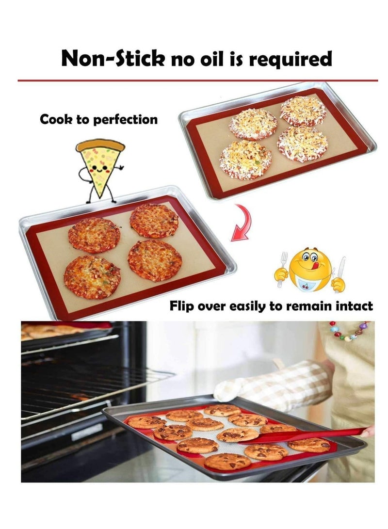 إي سي في في 2 Pack Silicone Baking Mat, Non-Stick Heat Resistant Premium Silicone Baking Mat for Cookies, Pizzas, Pretzels and More (16.5 inch x 11.6 inch)  - Image 2