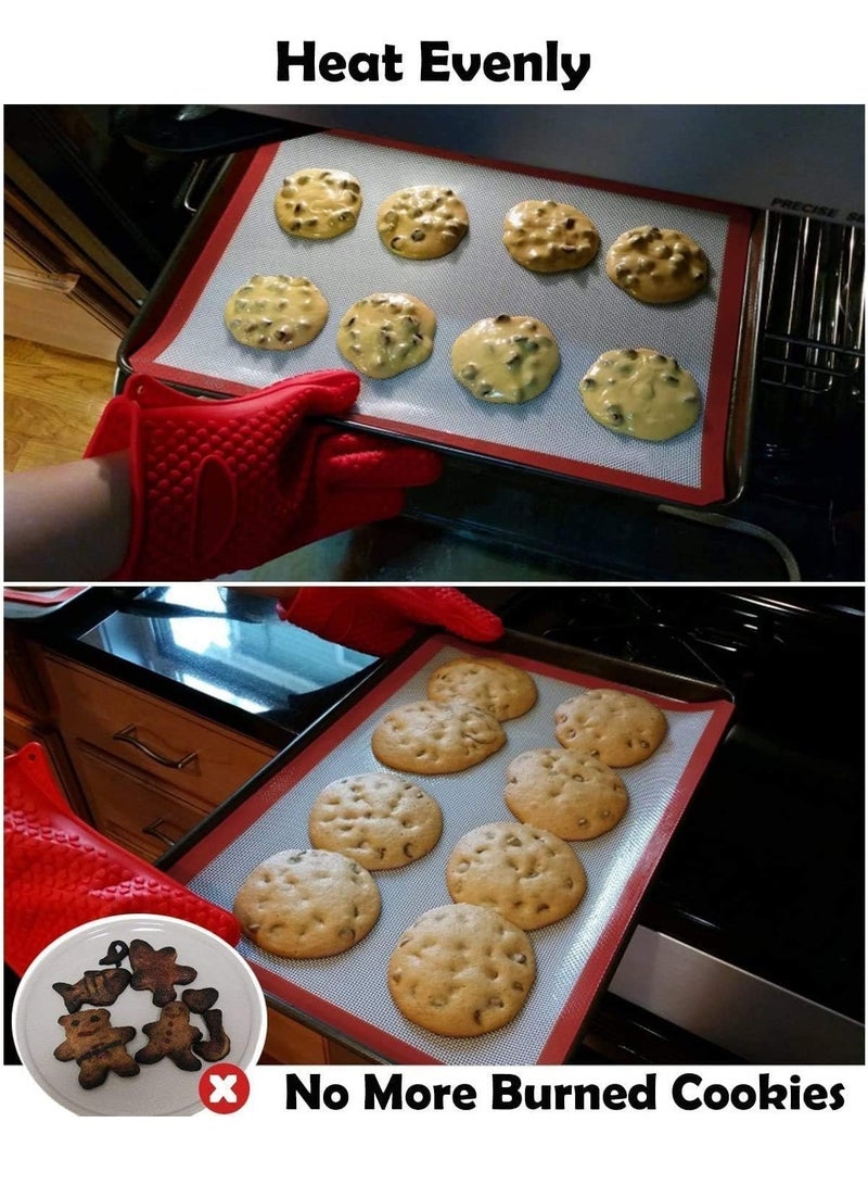 إي سي في في 2 Pack Silicone Baking Mat, Non-Stick Heat Resistant Premium Silicone Baking Mat for Cookies, Pizzas, Pretzels and More (16.5 inch x 11.6 inch)  - Image 5