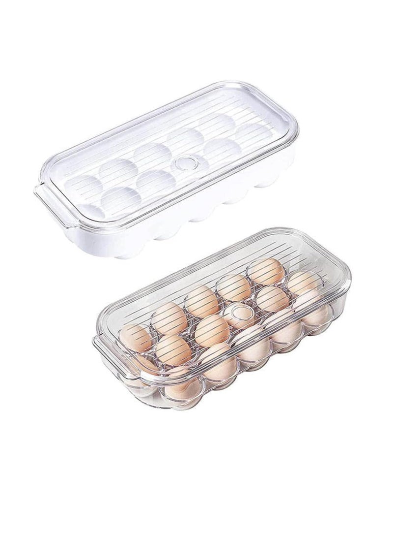 ECVV - Home Egg Container For Refrigerator 16 Egg Container With Lid & Handle, Egg Holder For Refrigerator, Egg Storage & Egg Tray Clear 5x3x12cm - Image 1