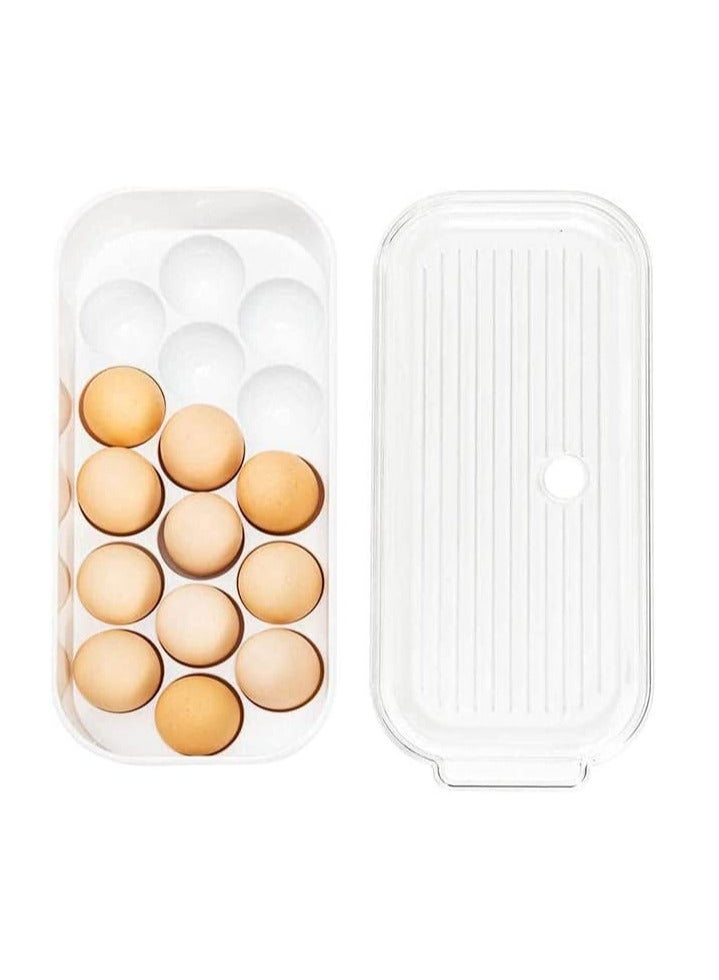 ECVV - Home Egg Container For Refrigerator 16 Egg Container With Lid & Handle, Egg Holder For Refrigerator, Egg Storage & Egg Tray Clear 5x3x12cm - Image 1