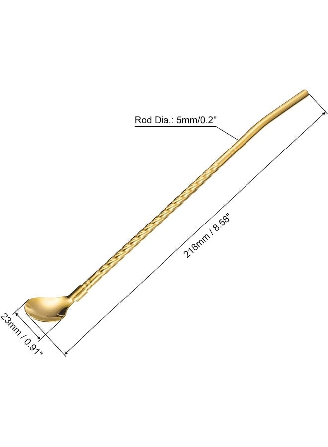 ECVV Stainless Steel Spoon Straws, Reusable Metal Long Handle Drinking Straws Spoon for Milkshake Drinks Cocktail Gold - Image 2