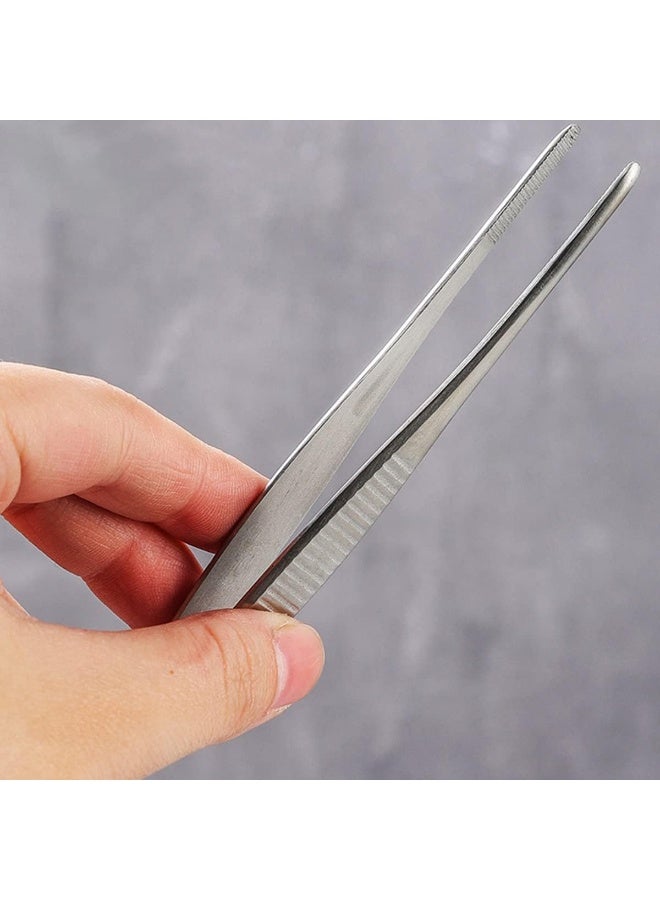 ECVV 3 Packs Kitchen Cooking Tweezers 12 Inches, Stainless Steel Tweezer Tongs for BBQ/Cooking/Sea food, Extra-Long Food Tongs with Precision Serrated Tips Silver - Image 2