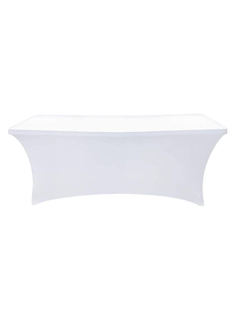 إي سي في في Spandex Tablecloths For 6 Ft Home Rectangular Table Fitted Stretch Table Cover Polyester Tablecover Lash Bed Cover Table Toppers Massage Table Cover White  - Image 1