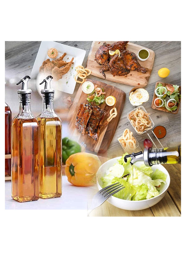 ECVV 2Pcs Glass Oil Bottle And Vinegar Pouring Dispenser, Condiment Set, Cruet, Seasoning For Dining Table Kitchen, Airtight Non-Drip Stoppers, Transparent (250Ml) - Image 4