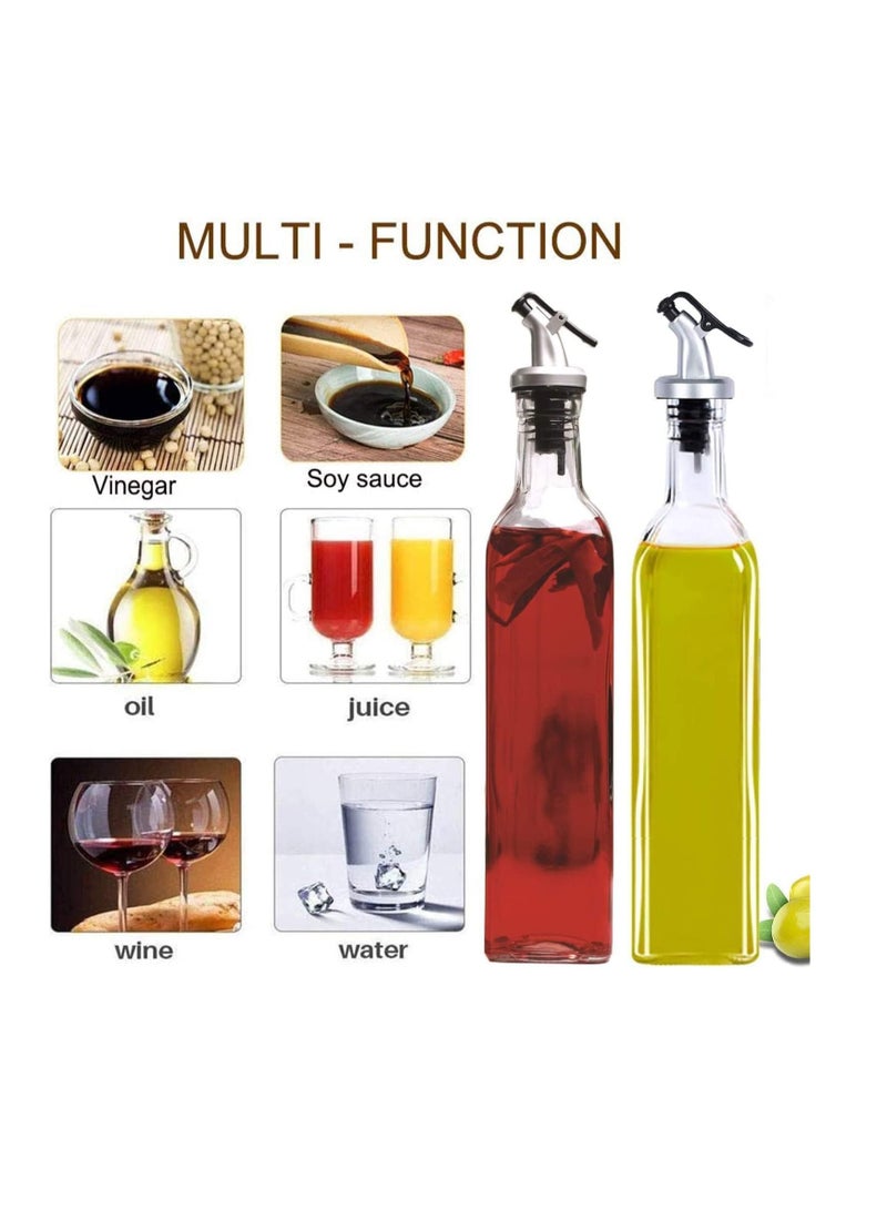 ECVV 2Pcs Glass Oil Bottle And Vinegar Pouring Dispenser, Condiment Set, Cruet, Seasoning For Dining Table Kitchen, Airtight Non-Drip Stoppers, Transparent (250Ml) - Image 3